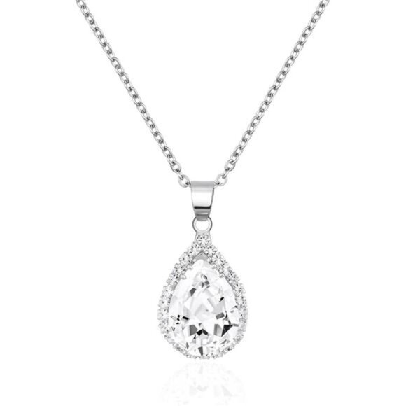 Crystal Chain Necklace for Women Trendy Statement Diamond Pendant Cubic Zirconia - Picture 1 of 6